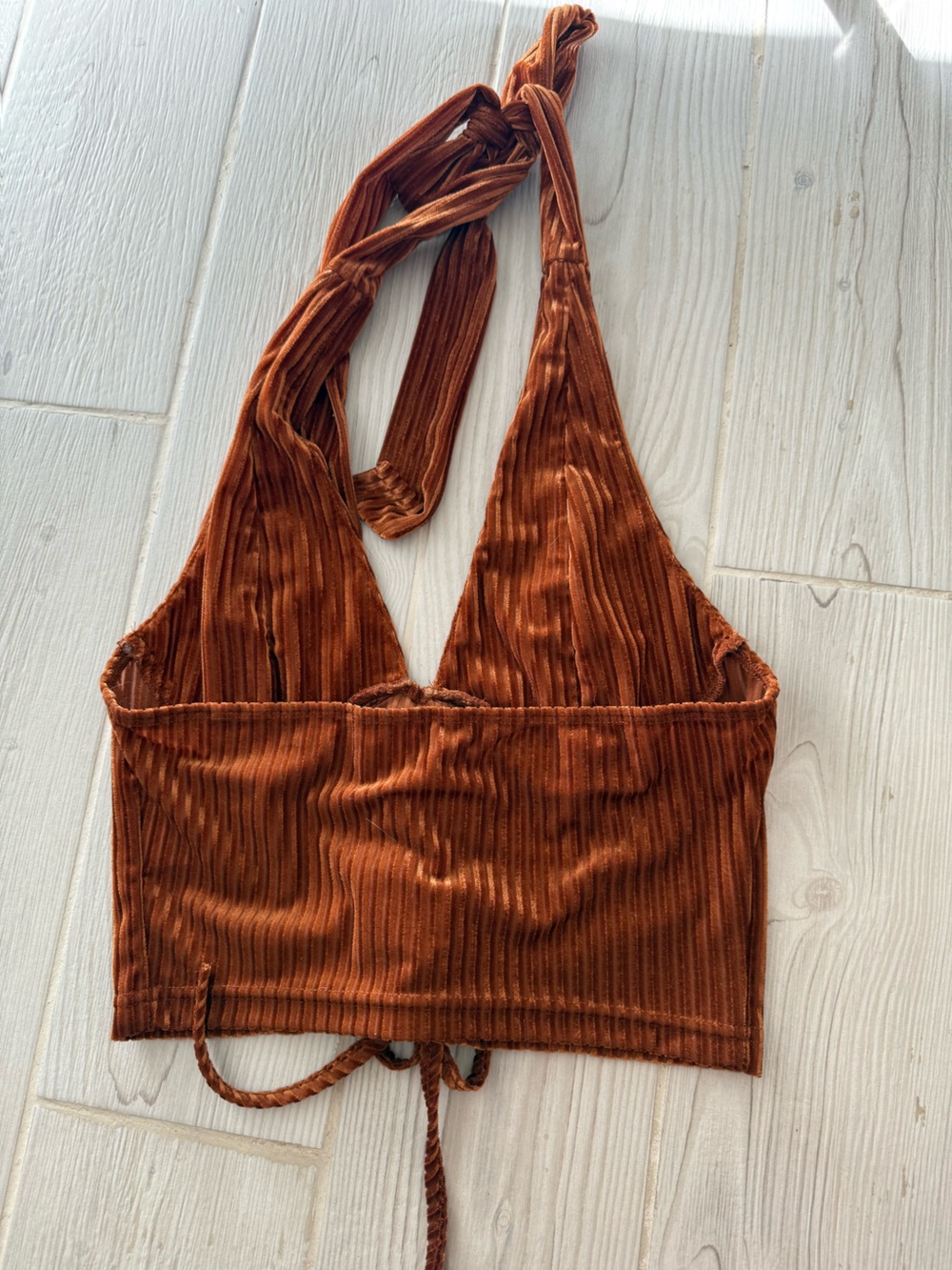 Rust Velvet Lace-Up Halter - Picture 3 of 3